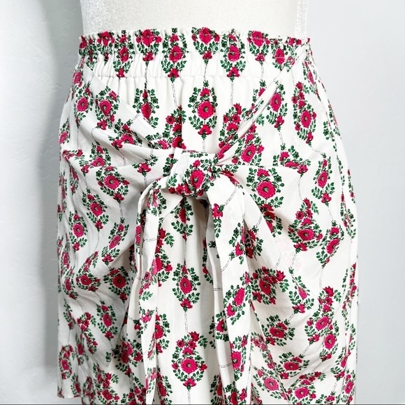 Club Monaco Layli Floral Silk Front Tie Skirt Size 2 - Picture 4 of 12
